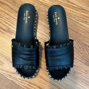 Kate Spade, Size 7.5 Black Espadrille Flat Slide